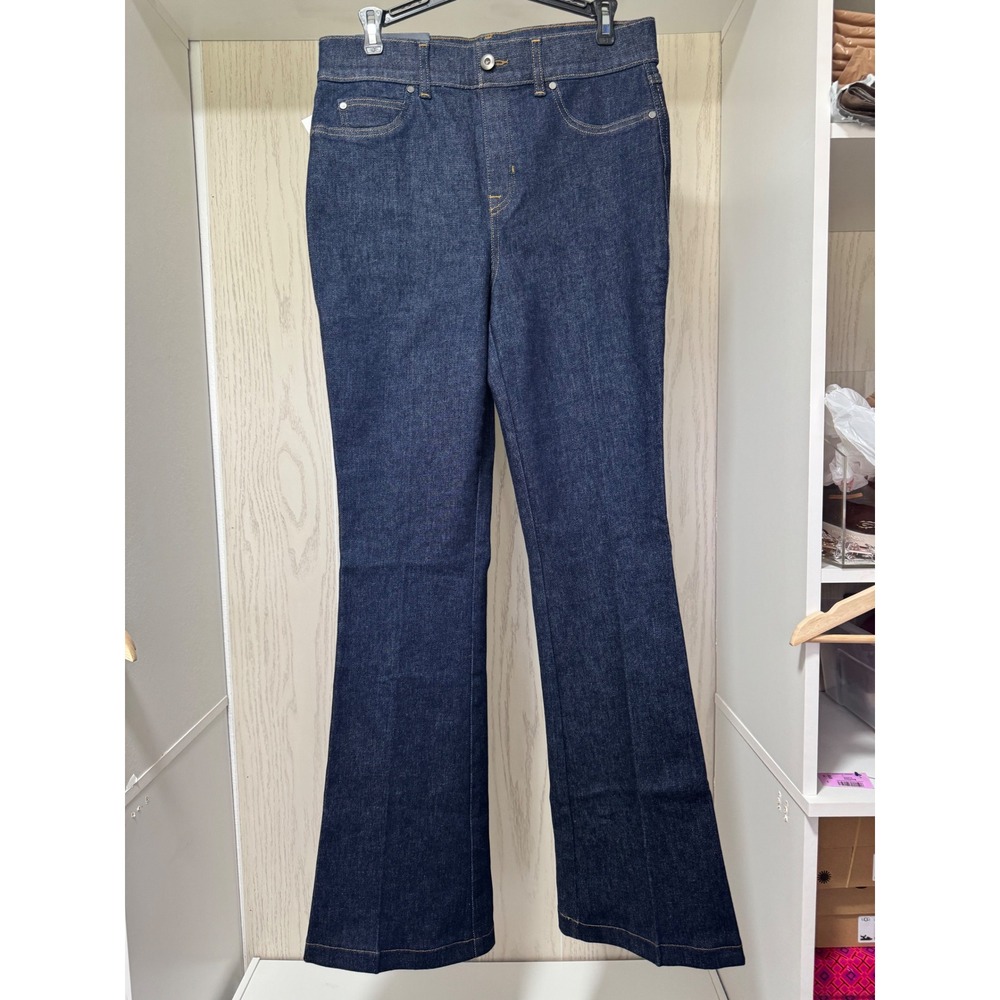 Spanx Flare Jeans Raw Indigo Wash High Rise Stretch Denim Large Tall NEW
